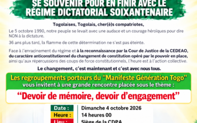 Togo : 5 octobre 1990 – 5 octobre 2026 : 36 ans après, la mémoire doit parler