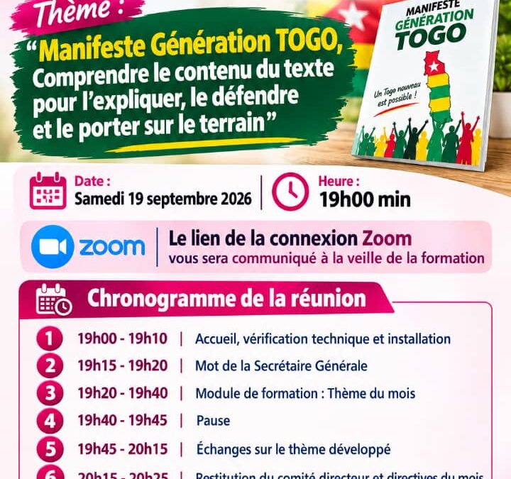 CDPA : Comprendre pour expliquer, amplifier et défendre sur le terrain le « Manifeste Génération Togo »